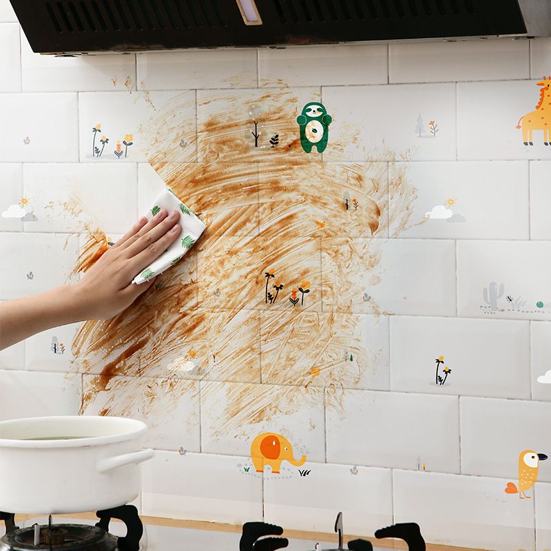Kitchen oil-proof stickers, cabinets, stoves, range hoods, tile walls, self-adhesive wallpaper, high-temperature resistant, waterproof and moisture-proof wallpaper Specification drawing