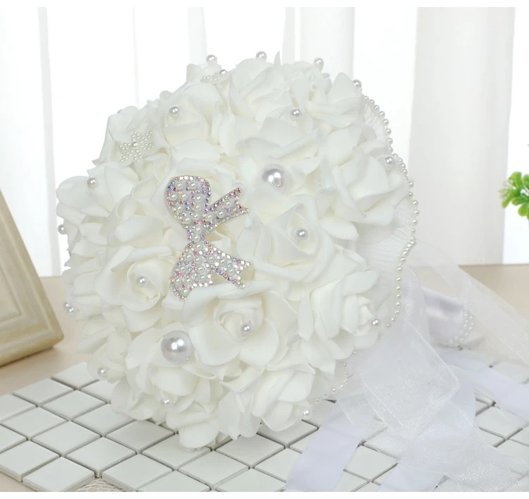 Cross-border European and American creative lace simulation foam rose bouquet wedding bride's bouquet diy customization detail image 6
