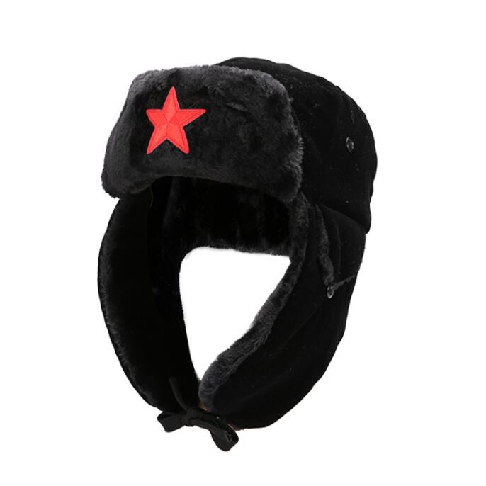 Winter ear protection hat Five star ear protection with wool thickened warm cold riding five-pointed snow hat full figure