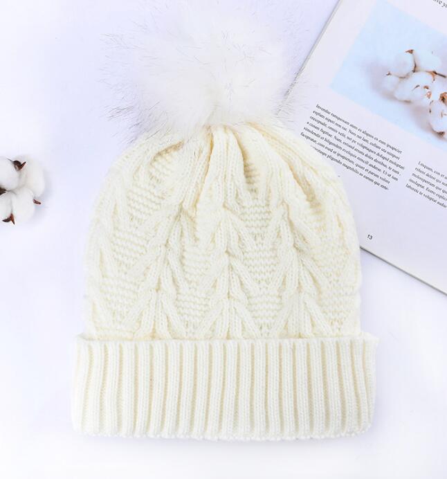 2020 Cross-border hot woolen hat with hairball knitted hat solid color warm winter knitted hat first-hand supply details Picture