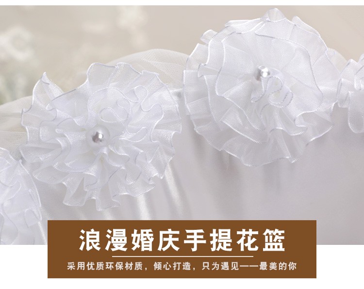 Western-style bamboo woven large flower baskets, Chinese wedding props, flower girls, bridesmaids scattering flowers, lace trim baskets, wedding supplies detail image 5