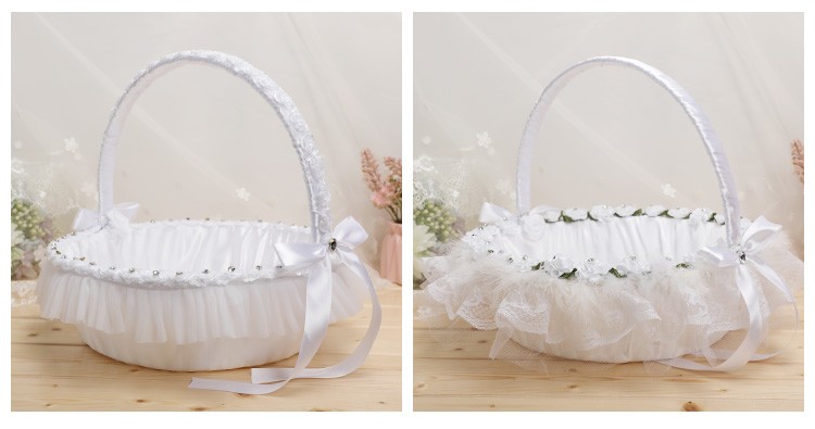 婚庆花篮 蕾丝吊钻结婚手提篮子创意婚礼新娘手提篮子详情图3