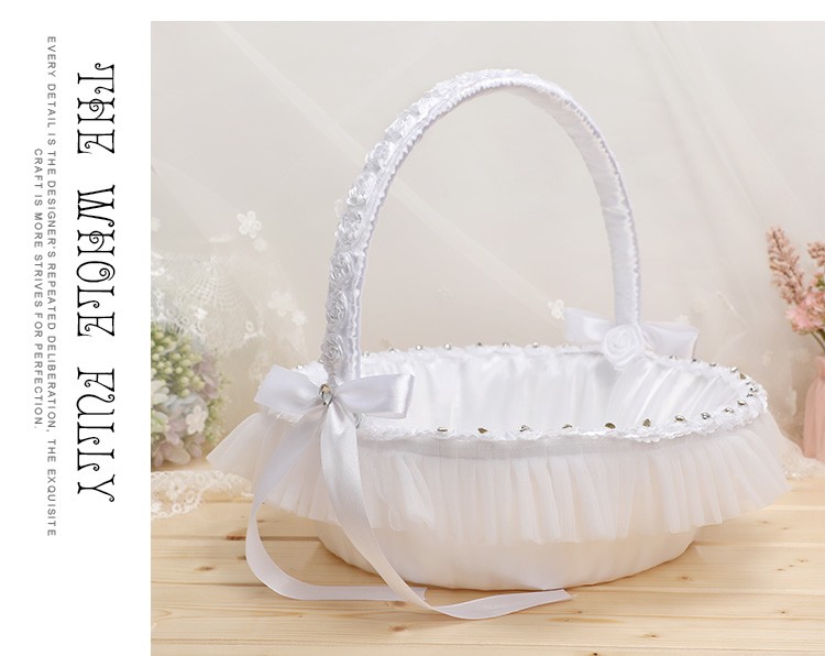 婚庆花篮 蕾丝吊钻结婚手提篮子创意婚礼新娘手提篮子详情图4