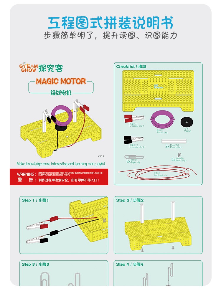 科学实验材料DIY科技制作小发明绕线电动机详情图4