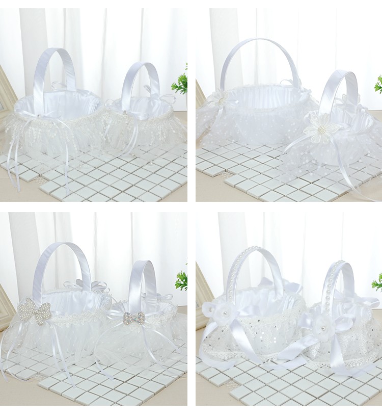 Creative handmade flower baskets for Western-style wedding supplies, romantic heart-shaped hand-held baskets, and wedding candy baskets for brides detail image 7