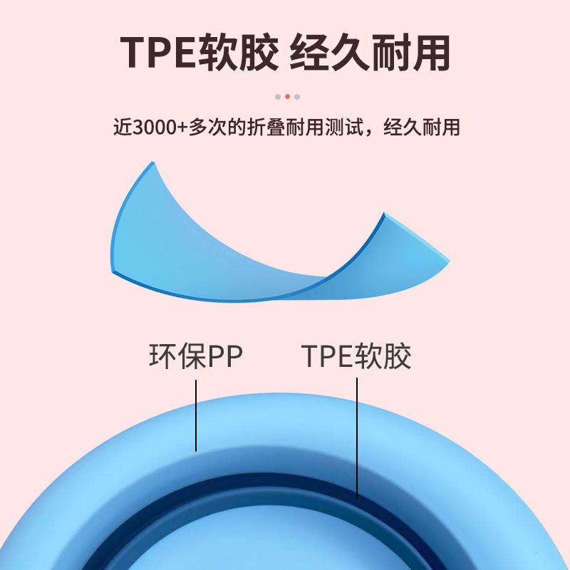 Children's folding washbasin, baby washbasin, newborn products, PP cartoon household baby basin Specification drawing