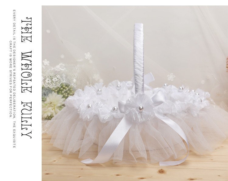 Western-style bamboo woven large flower baskets, Chinese wedding props, flower girls, bridesmaids scattering flowers, lace trim baskets, wedding supplies detail image 6