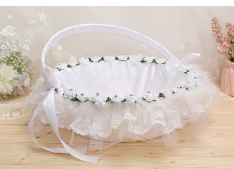 婚庆花篮 蕾丝吊钻结婚手提篮子创意婚礼新娘手提篮子详情图12