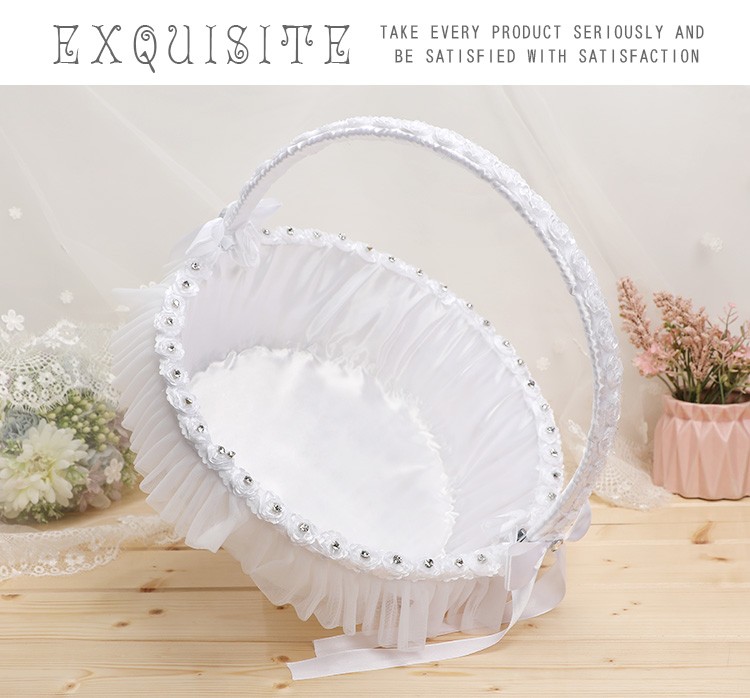 婚庆花篮 蕾丝吊钻结婚手提篮子创意婚礼新娘手提篮子详情图8