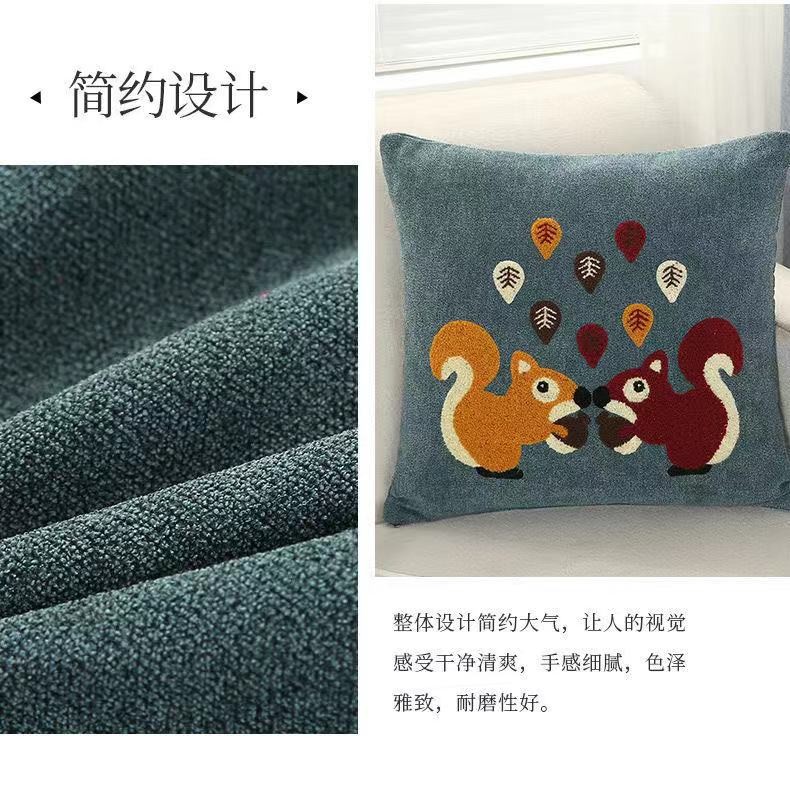 12.22 Live-streaming Special Squirrel Towel Embroidery Pillow Key Points (with Core) detail image 2