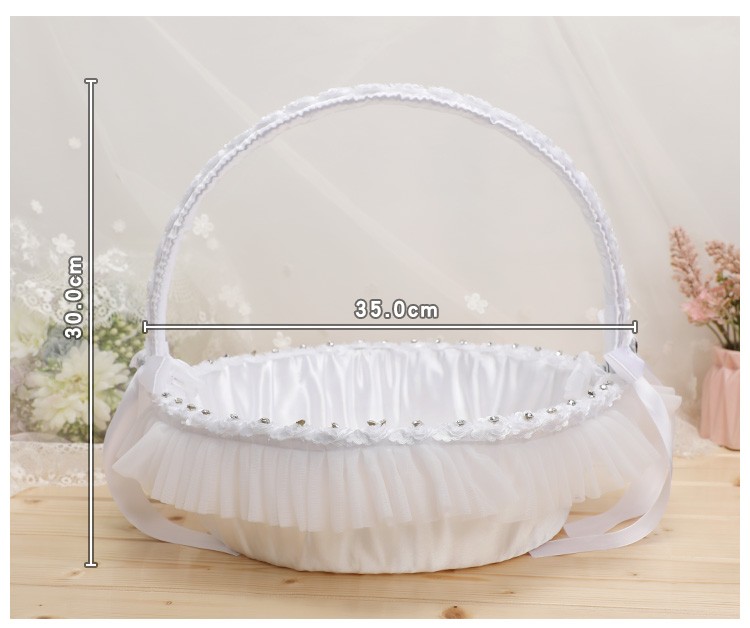 婚庆花篮 蕾丝吊钻结婚手提篮子创意婚礼新娘手提篮子详情图2