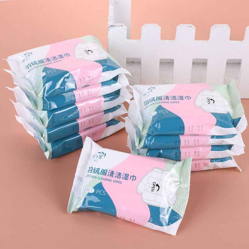 Down jacket cleaning wipes 12 Pump household cleaning clothes no-wash emergency decontamination and oil stain removal washing wipes Down jacket wipes Item Picture