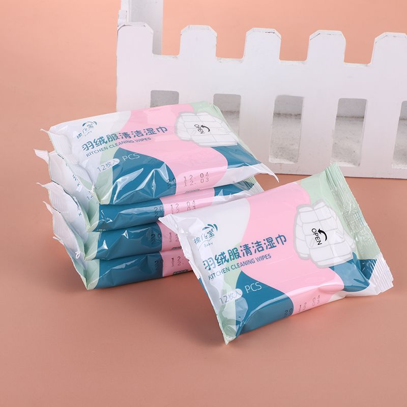 Down jacket cleaning wipes 12 Pump household cleaning clothes no-wash emergency decontamination and oil stain removal washing wipes Down jacket wipes Application Scenario
