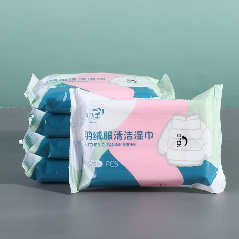 Down jacket cleaning wipes 12 Pump household cleaning clothes no-wash emergency decontamination and oil stain removal washing wipes Down jacket wipes details Picture