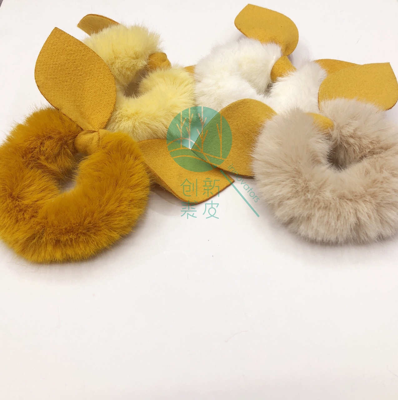 Cute Korean Internet celebrity autumn and winter style rabbit ears, bow, fluffy hair band, bun hairstyle, hair tie, headwear, accessories and accessories