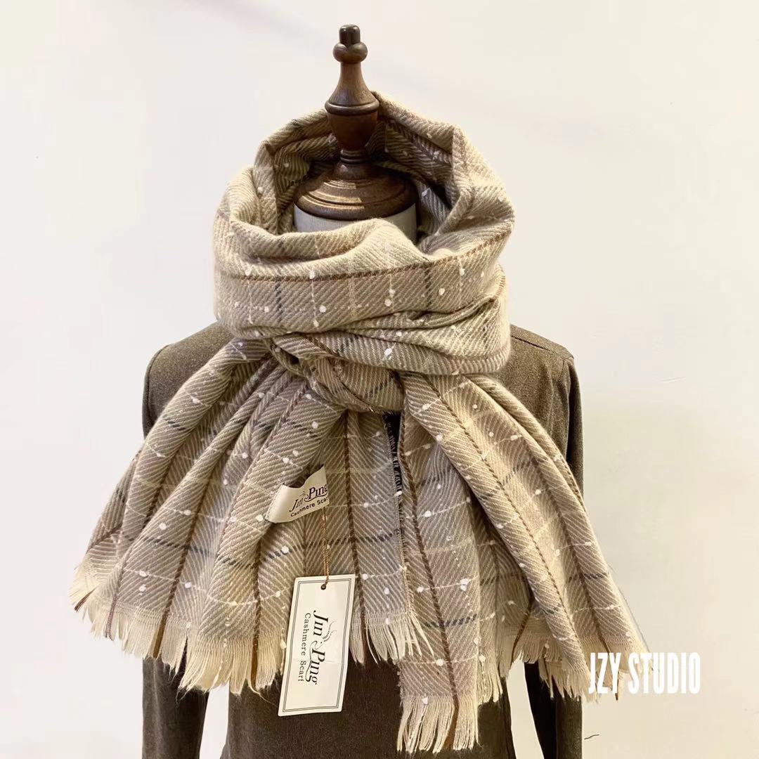 2020 Autumn/Winter New Plaid Korean Version Little Imitation Cashmere Scarf Windmill Fashion Thickened Everything Warm Plaid Khaki