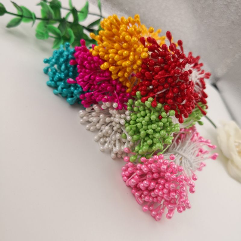 韩版仿真双头珠光花芯石膏花芯花朵手工仿真花配件颜色