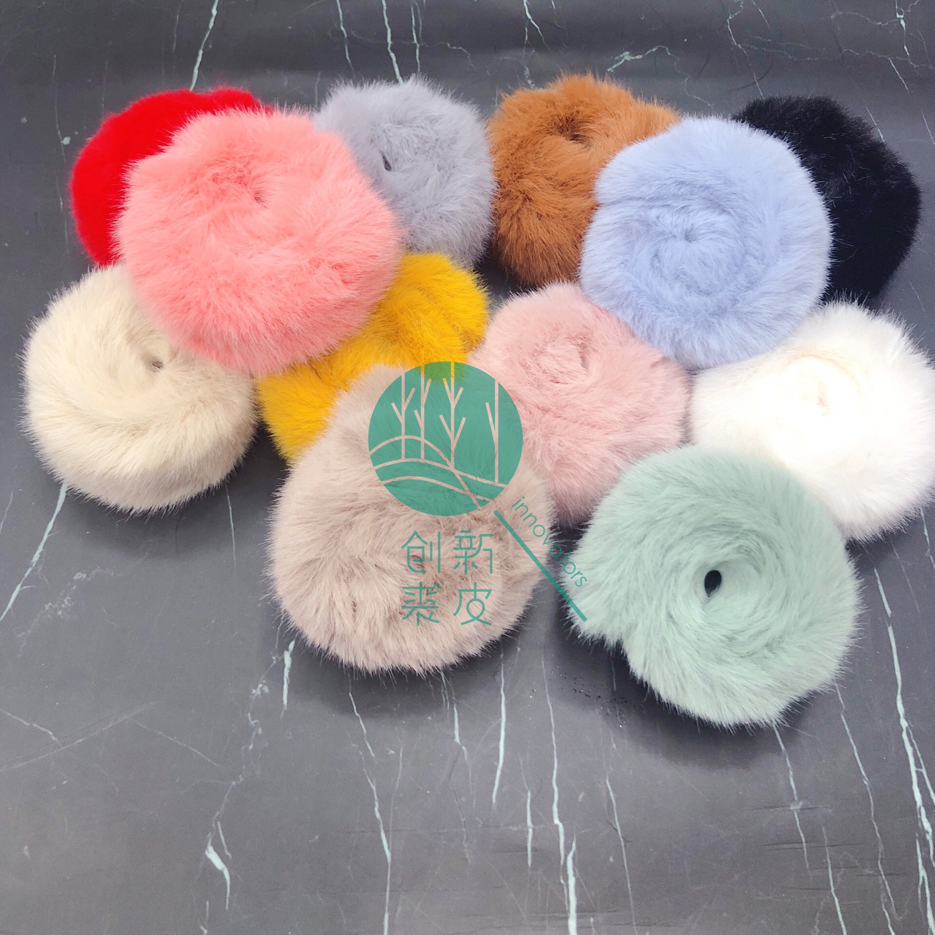 ins Cute plush trendy hair rings, hair bands, wristbands, girls' hundred-tower hair accessories, bun headbands, hair accessories, Diy alloy accessories Item Picture