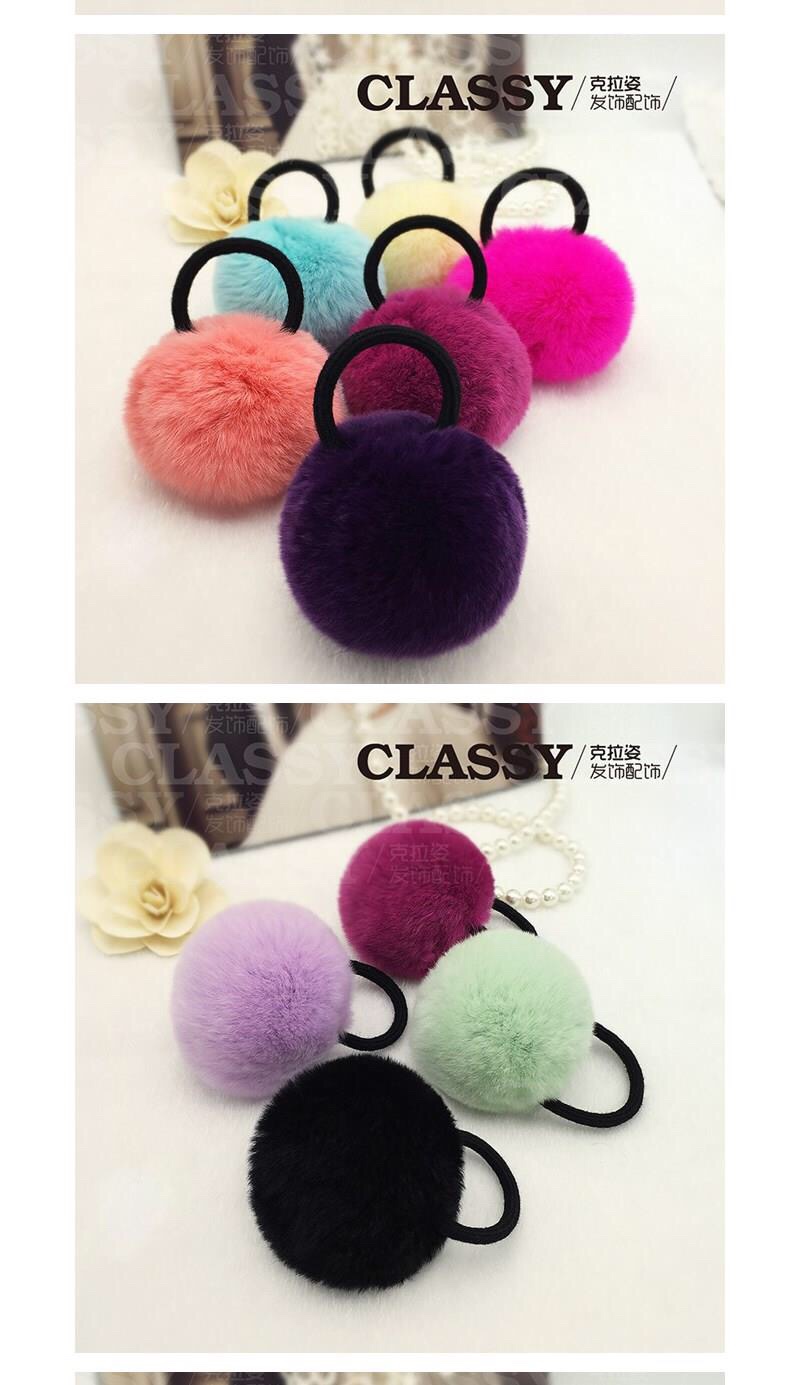 Warm and fluffy rex rabbit hair rope, real rabbit hair, big fur ball hair band, hair rope, cute plush hair accessory new product in stock Item Picture