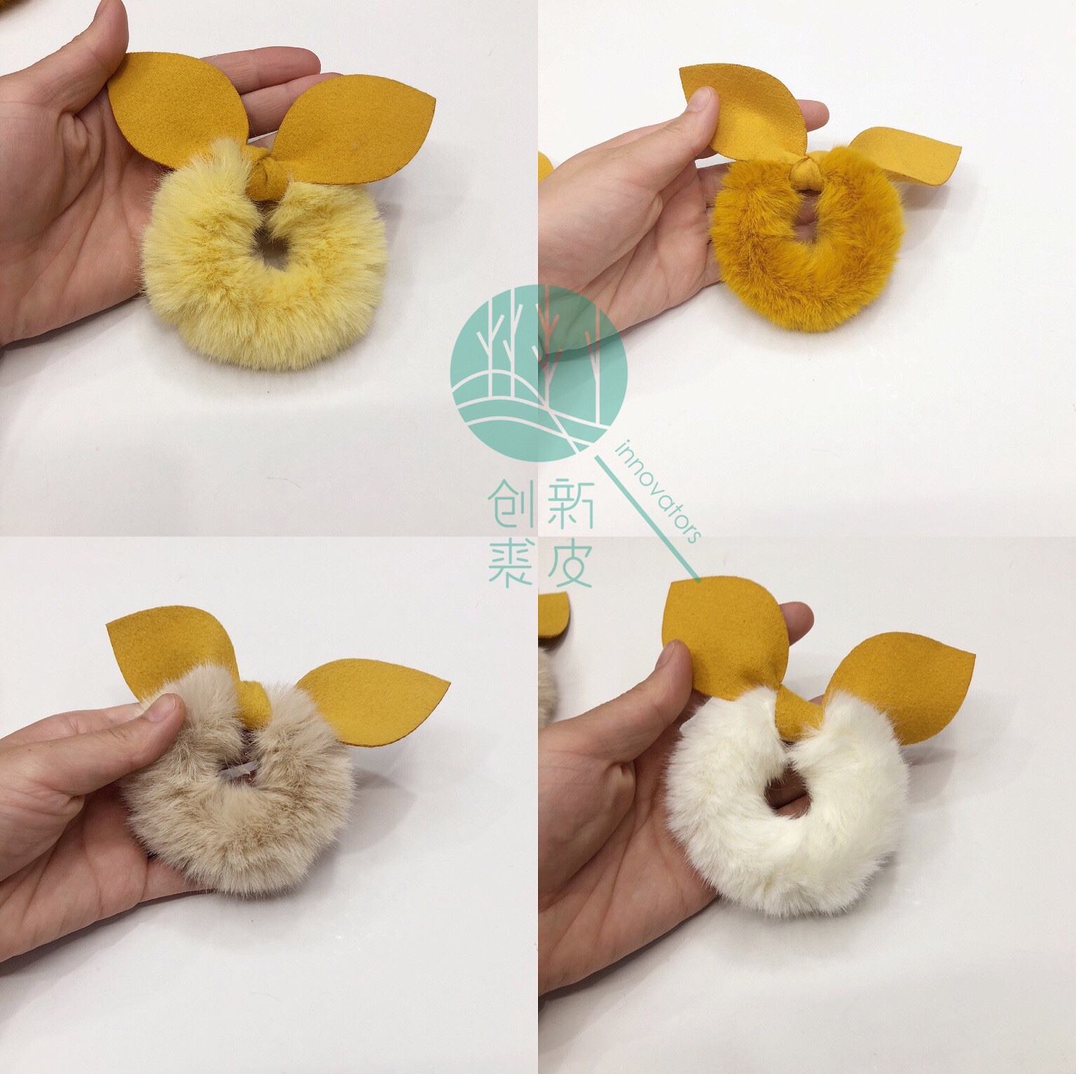 Cute Korean Internet celebrity autumn and winter style rabbit ears, bow, fluffy hair band, bun hairstyle, hair tie, headwear, accessories and accessories Application Scenario