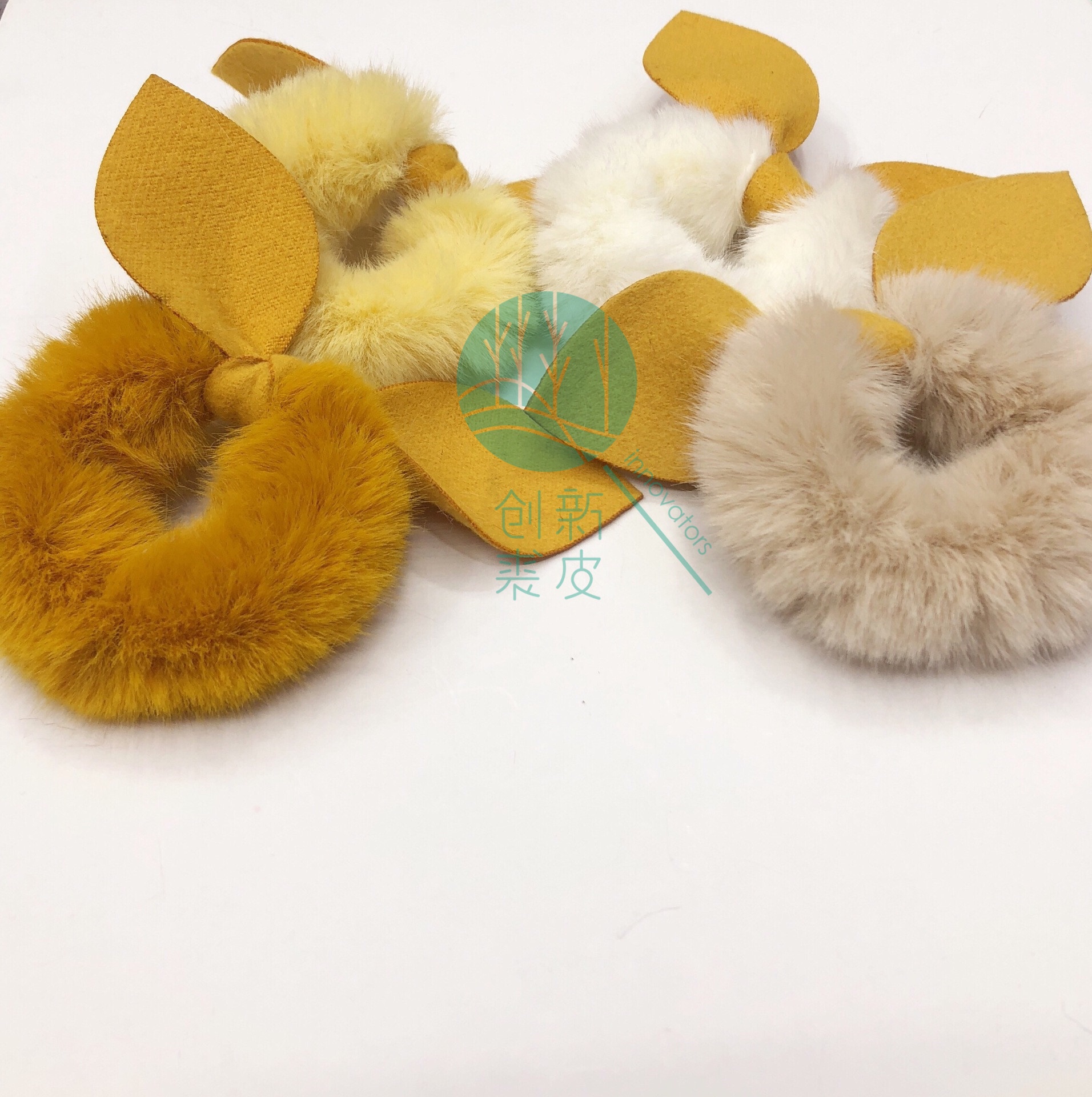 Cute Korean Internet celebrity autumn and winter style rabbit ears, bow, fluffy hair band, bun hairstyle, hair tie, headwear, accessories and accessories detail image 6