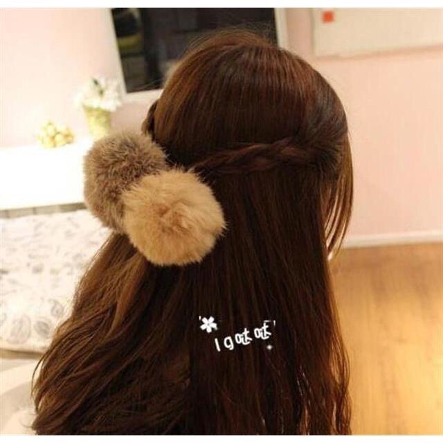 Warm and fluffy rex rabbit hair rope, real rabbit hair, big fur ball hair band, hair rope, cute plush hair accessory new product in stock detail image 3
