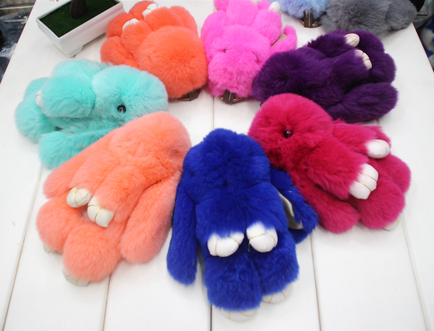 Cute rabbit dress-up dead rabbit pendant, real rex rabbit fur car keychain bag pendant, cute and trendy detail image 2