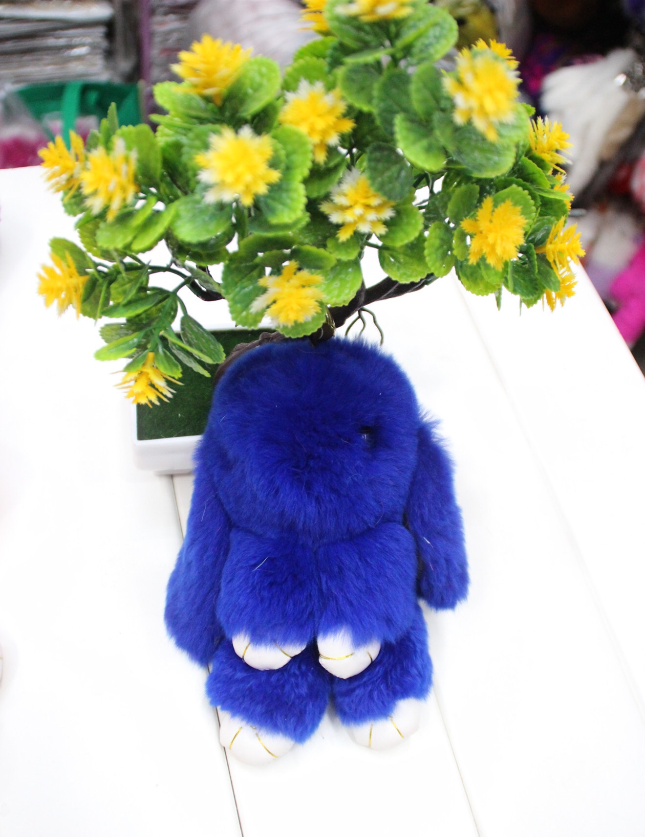 Cute rabbit dress-up dead rabbit pendant, real rex rabbit fur car keychain bag pendant, cute and trendy detail image 3