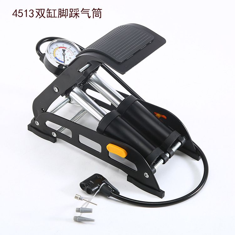 4513与4512单车双缸脚踩气筒折叠汽车摩托车自行车脚踏气筒充气泵