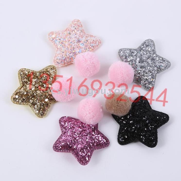 Yiwu factory direct selling sequins embossed cotton five-pointed star shoes clothing accessories MAO Qiu accessories shoes accessories spot thumbnail