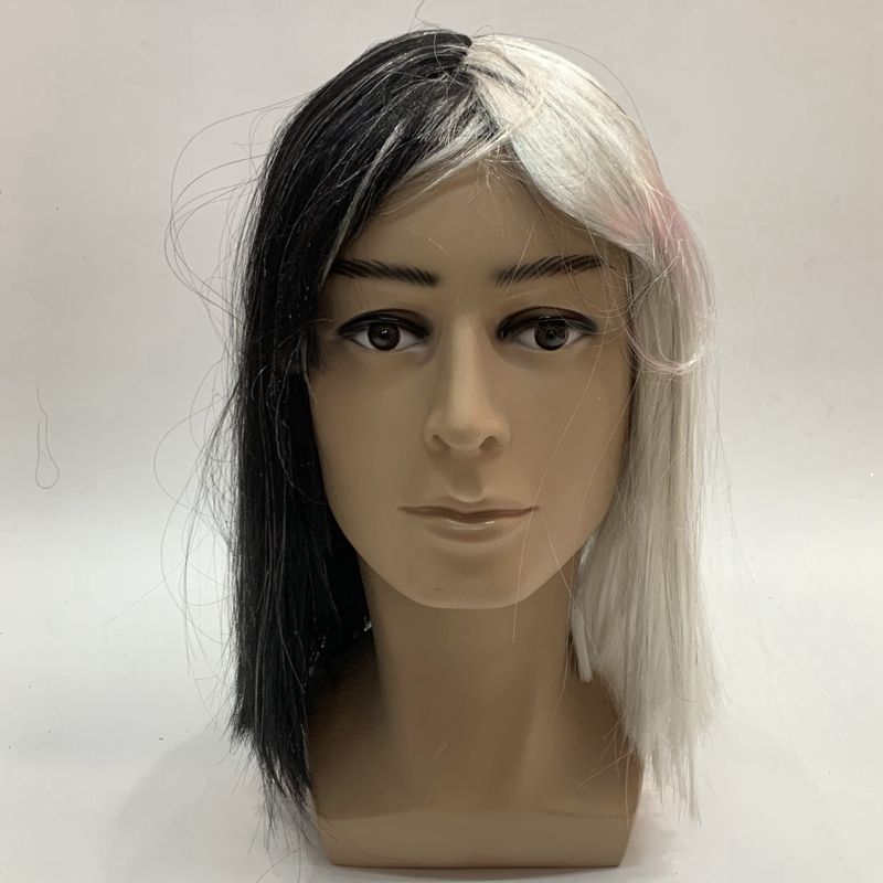 Foreign trade exports half black half white long straight hair wig hair set