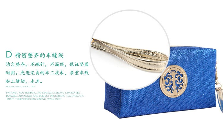 欧美风金粉格利特化妆包定制亮片八角化妆包手拿收纳包详情图12