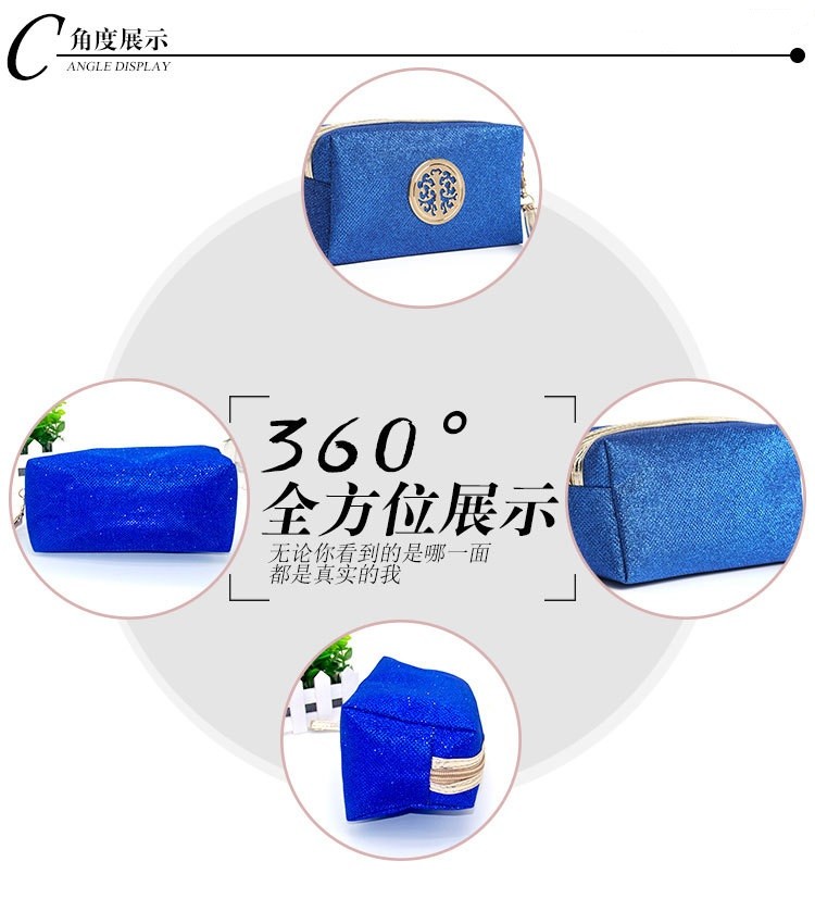 欧美风金粉格利特化妆包定制亮片八角化妆包手拿收纳包详情图8