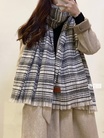 2020秋冬新款格子韩版学院风格子仿羊绒时尚加厚百搭保暖格子黑色