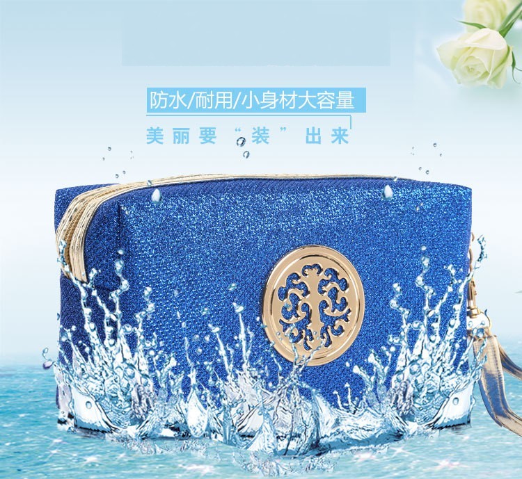 欧美风金粉格利特化妆包定制亮片八角化妆包手拿收纳包详情图1