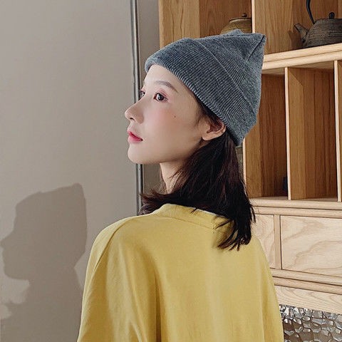 Autumn And Winter Hot New Warm Melon Skin Hat Vintage Knit Hat Wool Bowler Hat Short Hip Hop Pullover Hat full figure
