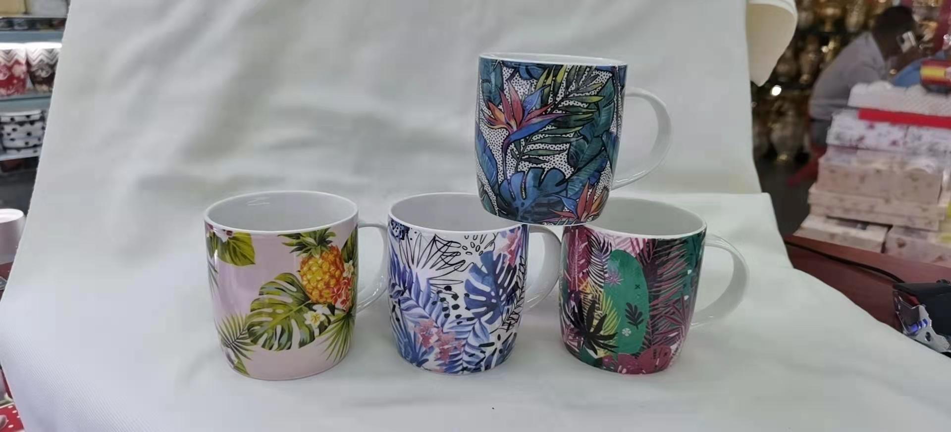 风景树叶杯彩色叶子马克杯外贸陶瓷杯陶瓷杯水杯摆件杯1图