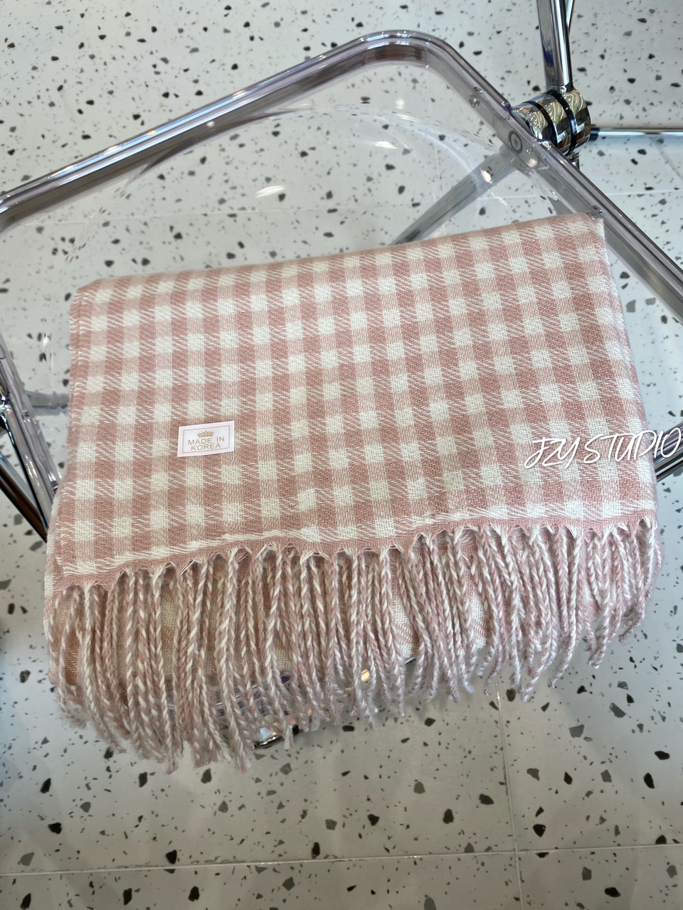2020 South Korea Dongdaemun The Same Instagram Wind Small Square Long Virtual Scarf Light Pink