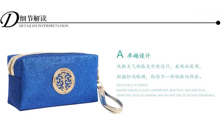 欧美风金粉格利特化妆包定制亮片八角化妆包手拿收纳包详情图9