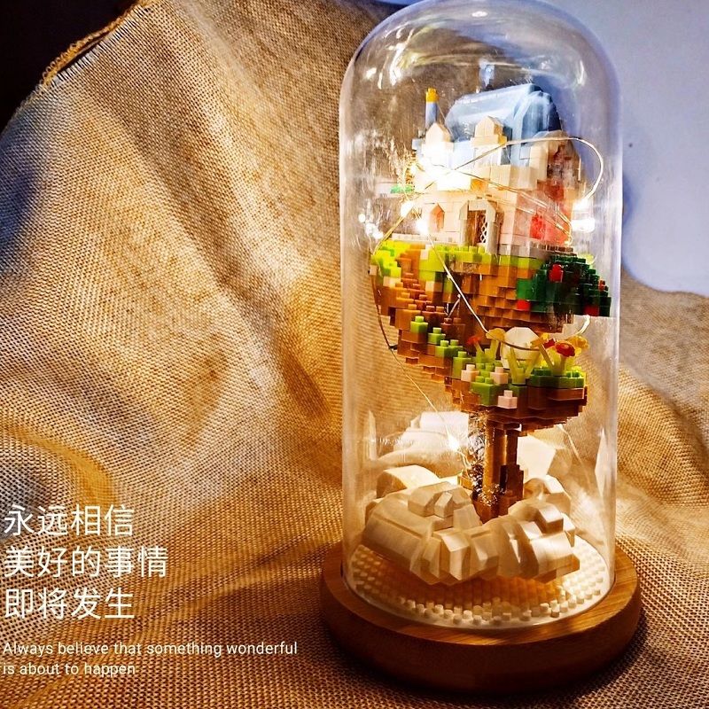 创意灯光防尘罩积木女生礼品玩具小颗粒积木益智玩具批发