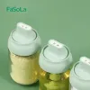 Seasoning pot kitchen set, spoon lid integrated, oil pot, salt pot, monosodium glutamate, household glass seasoning box combination set details Picture