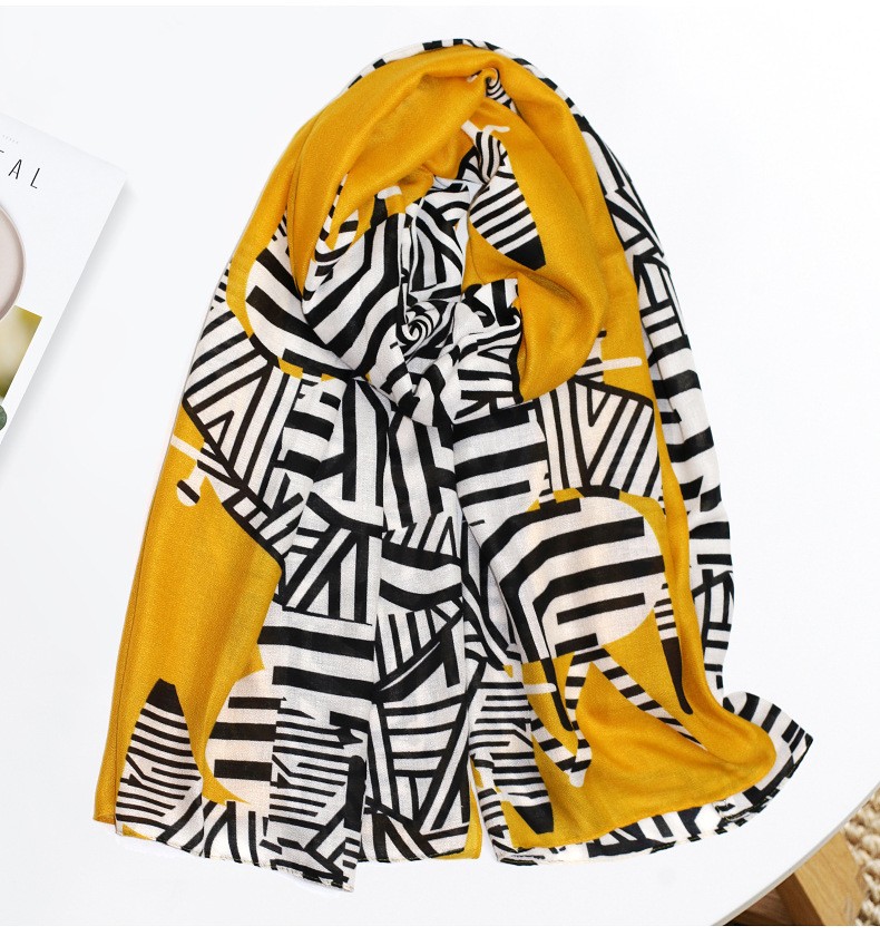 Factory Direct Sales Summer Long Multi-Functional Printed Silk Scarf Women All Fashion Korean Scarf Application Scenario