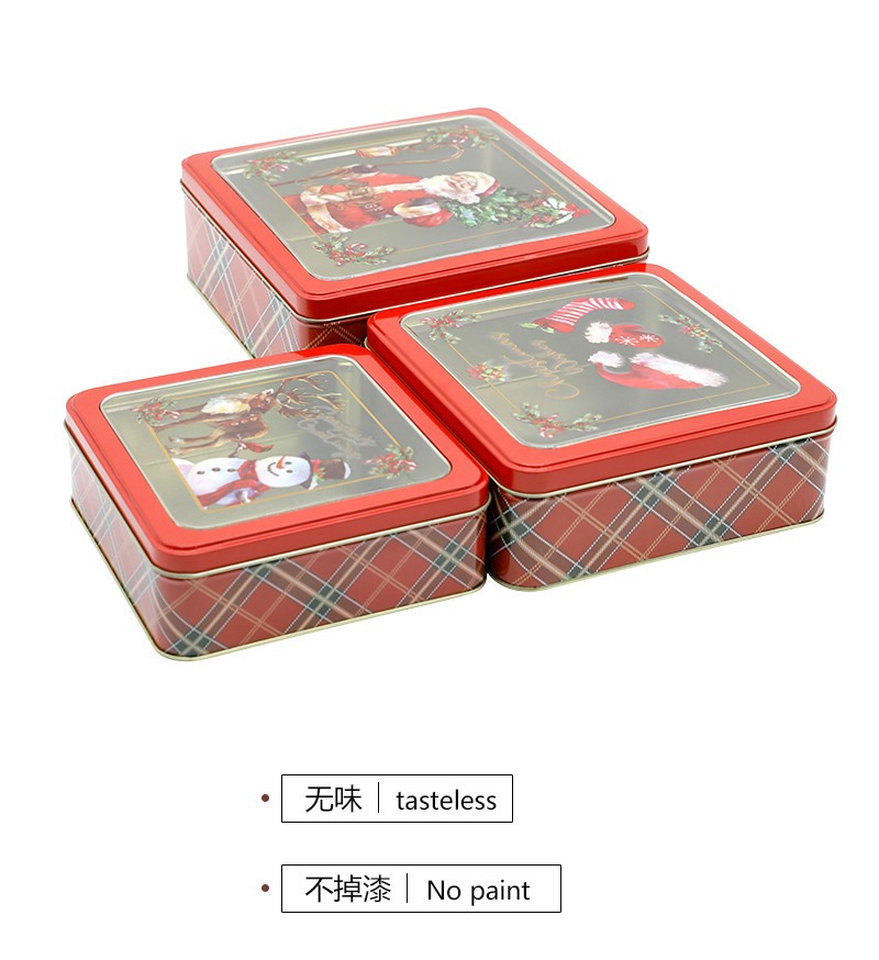 套三正方盒胶片透明盒 马口铁盒 圣诞礼品包装铁盒详情图2