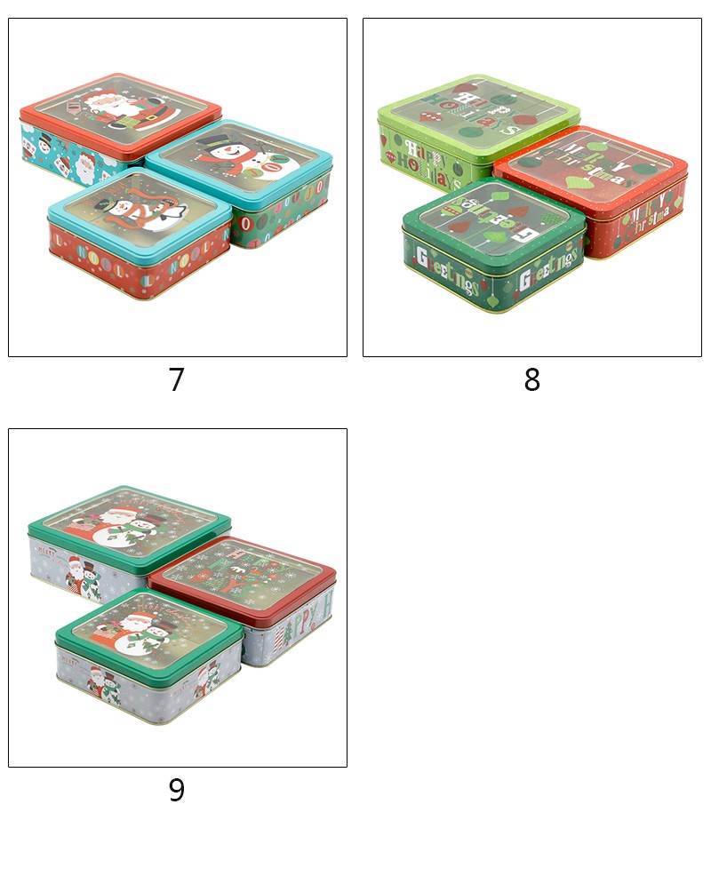 套三正方盒胶片透明盒 马口铁盒 圣诞礼品包装铁盒详情图8