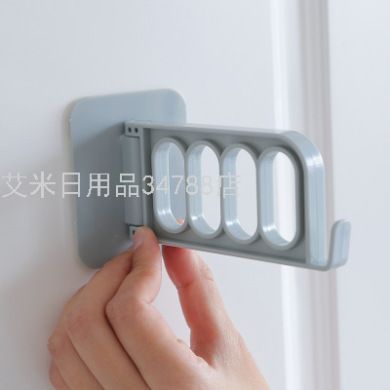 YY-无痕贴塑料衣架挂钩 壁挂式收纳挂架 墙壁多功能折叠沾粘挂勾细节图