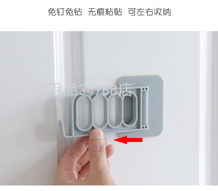 YY-无痕贴塑料衣架挂钩 壁挂式收纳挂架 墙壁多功能折叠沾粘挂勾详情图10