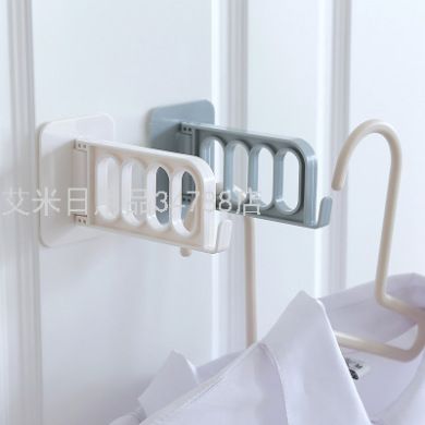 YY-无痕贴塑料衣架挂钩 壁挂式收纳挂架 墙壁多功能折叠沾粘挂勾产品图