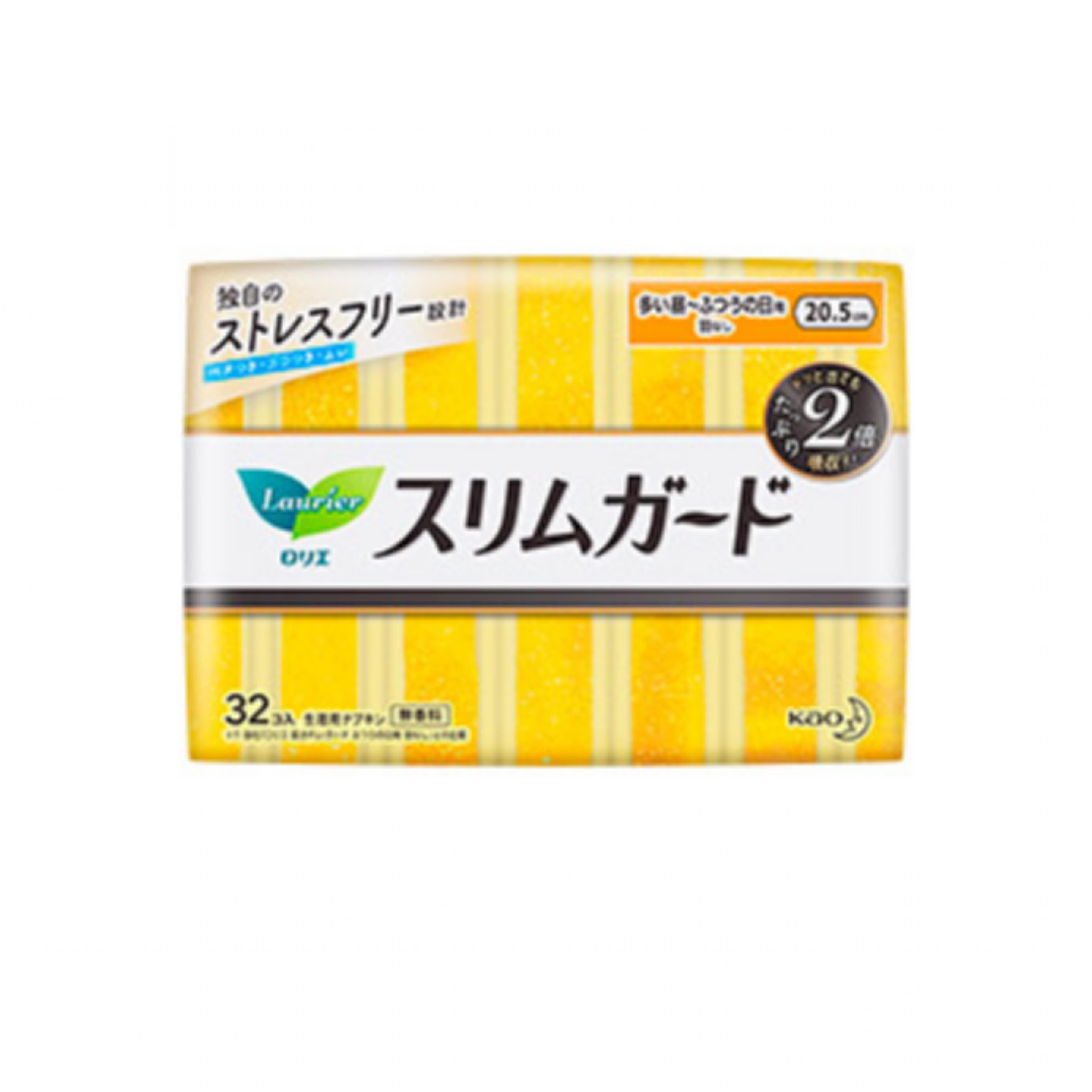 日本原装进口超薄卫生巾花王乐而雅s系列瞬吸零触感日用20.5cm32片白底实物图