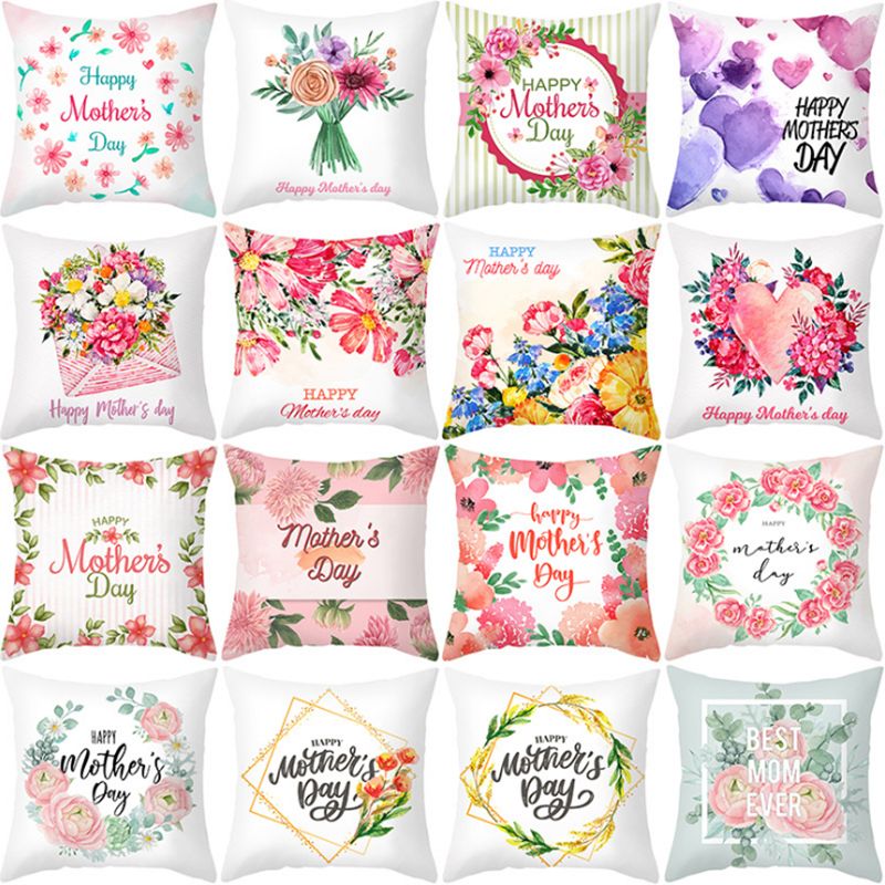 Mother's Day pillowcase Pink heart flower peach leather sofa cushion cover office cushion cover cross-border sales