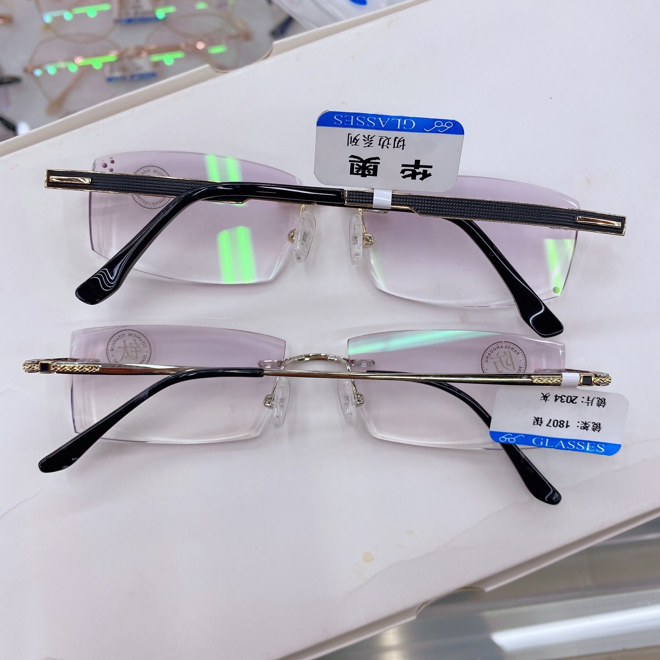 Pure titanium eyeglass frame, frameless frame, business men's myopia eyeglass frame brand, frame manufacturer wholesale detail image 4